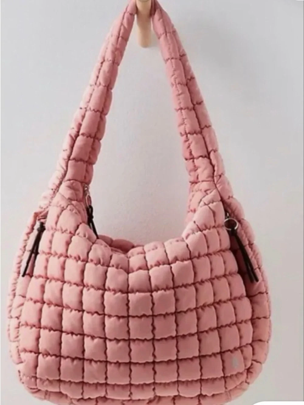 FP Movement by Free People Quilted Padded Hobo Bag in peach/ Pink